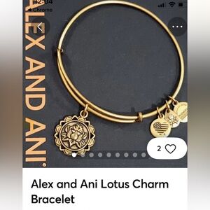 Alex and Ani Gold Lotus Charm Bangle Bracelet